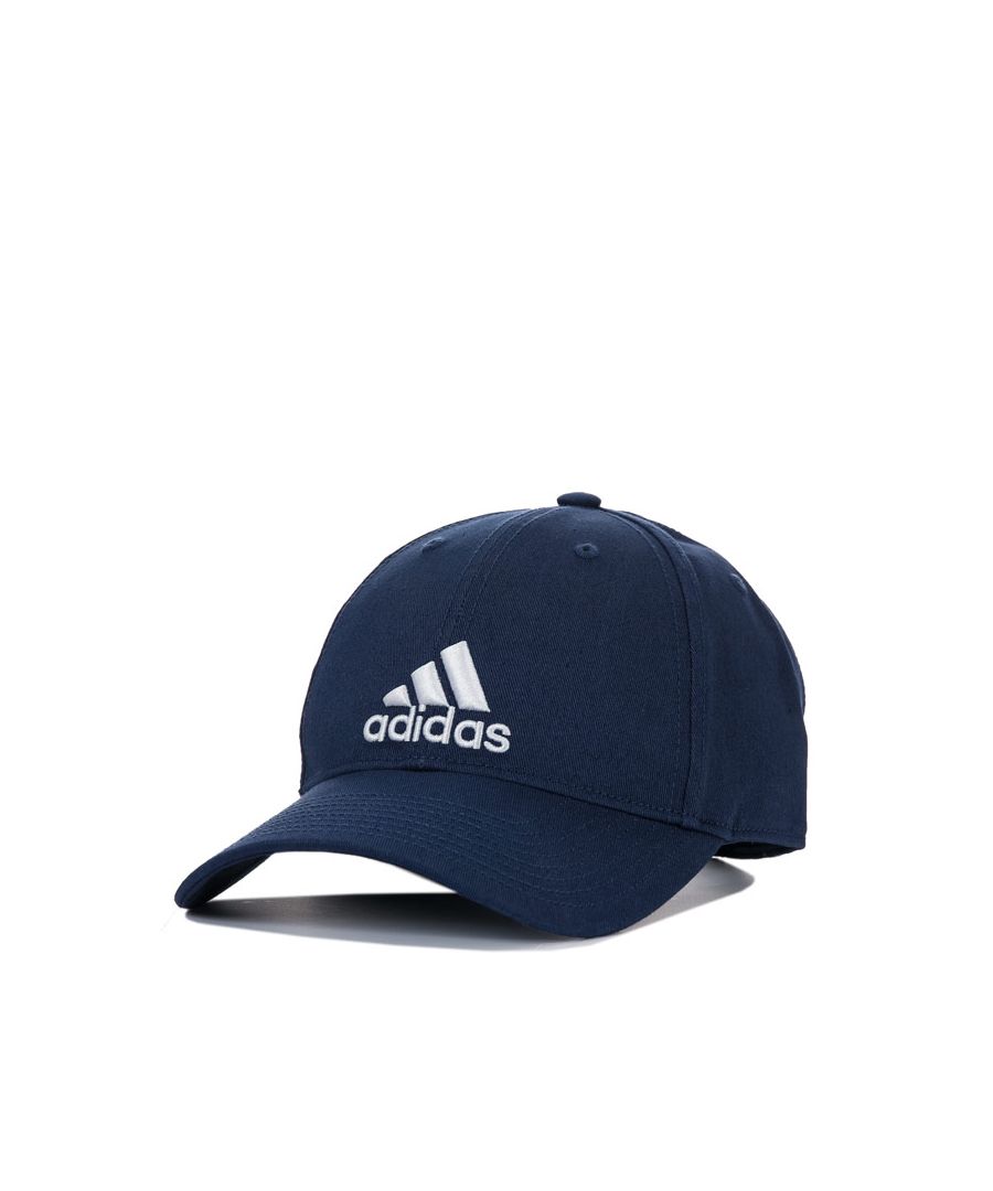 adidas Classic Six Panel Cap in indigo.- Six-panel construction.- climalite® sweatband sweeps sweat away from your skin.- Medium pre-curved brim.- Strap-back closure.- UPF 50+ UV PROTECTION.- Embroidered adidas brandmark on front.- Shell: 100% Cotton.  Sweatband: 100% Polyester.  Lining: 100% Polyester.  Machine washable.- Ref: CF6913