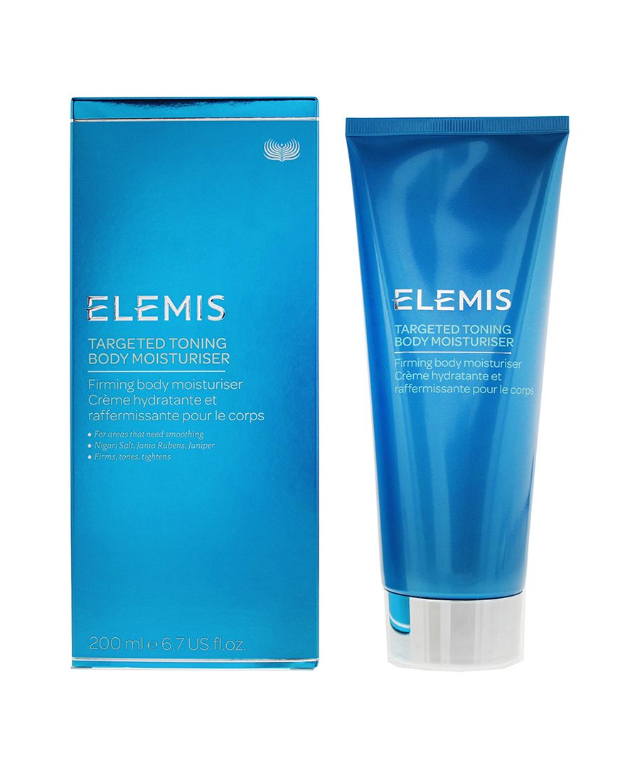 The Elemis Targeted Toning Body Moisturiser is a moisturiser suitable for use all over the body. The moisturising contains Nigari Salt and Jania Rubens which help reduce the appearance of dimpling and promote firmer, smoother and more even-looking skin.