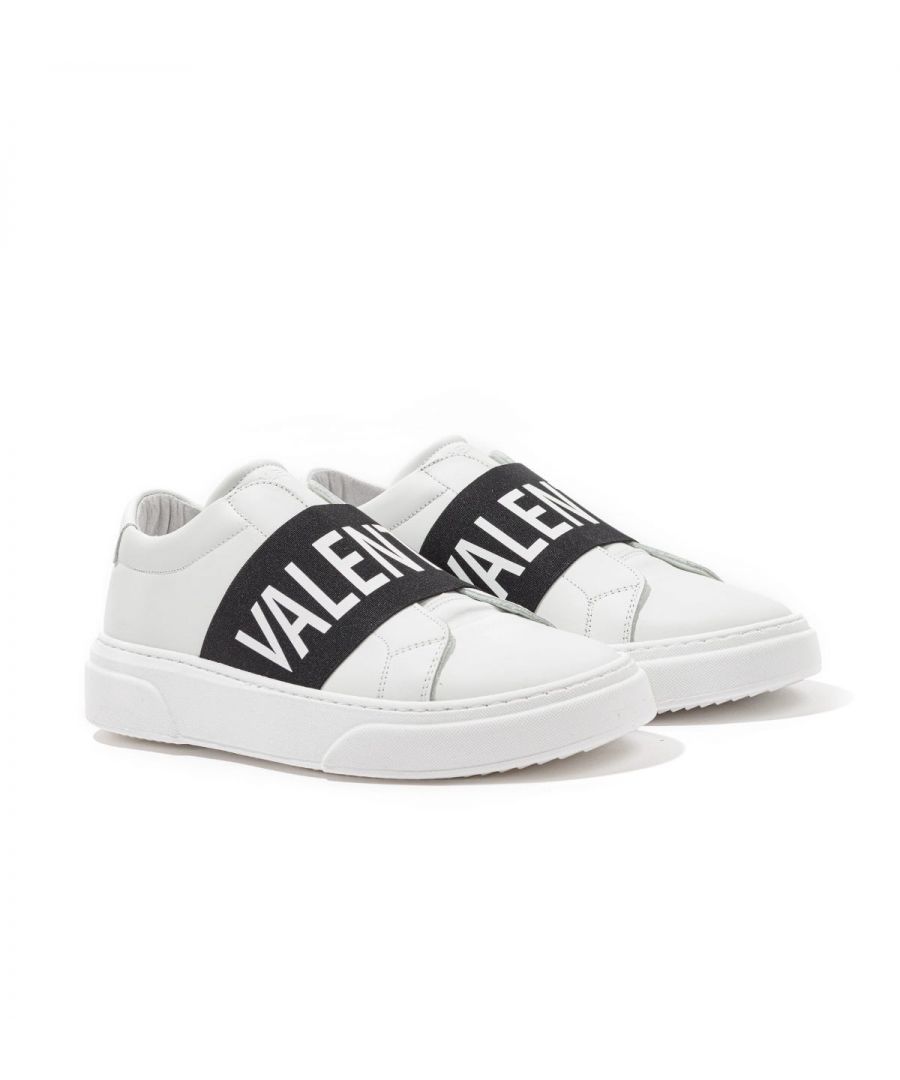 Step into style with these trendy trainers from Mario Valentino, made in Italy and constructed with a premium leather upper and a layered rubber cupsole. Designed for those with a love for daring fashion, featuring a round toe and a contrasting elasticated band allowing you to easily slip these fashion forward trainers on and off. Finished with a large contrast logo across the band and debossed logo at the tongue. Leather Upper. Leather Lining. Rubber Cupsole. Easy Slip On Design. Contrasting Elasticated Band. Made in Italy. Valentino by Mario Valentino Branding