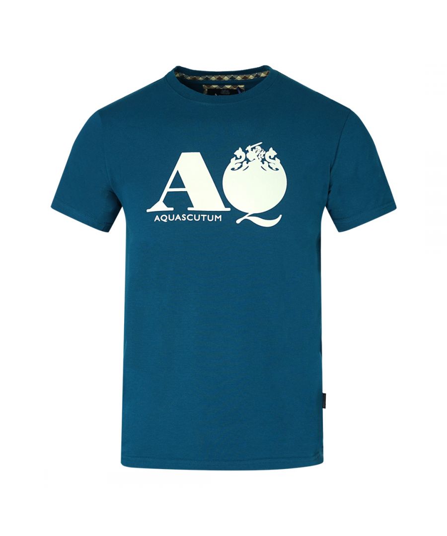 Aquascutum blauw T-shirt met AQ-logo