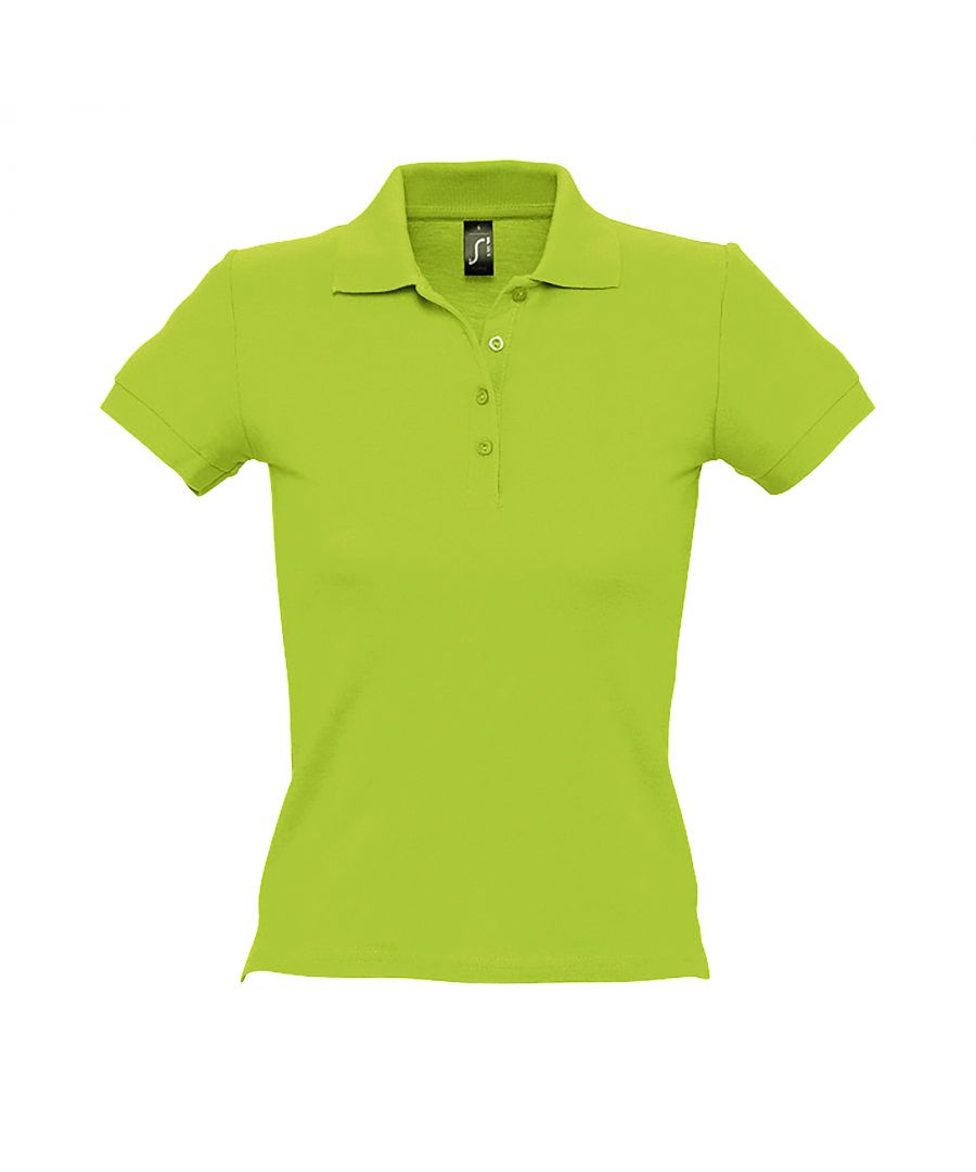 SOLS Womens/Ladies People Pique Short Sleeve Cotton Polo Shirt (Apple Green)