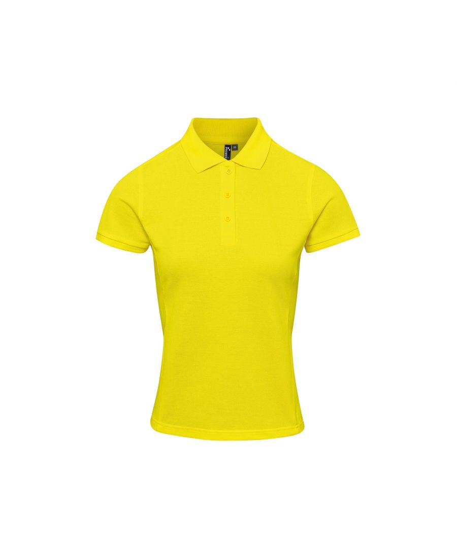 Premier Unisex Womens/Ladies Coolchecker Plus Piqu Polo With CoolPlus (Yellow) - Size X-Small