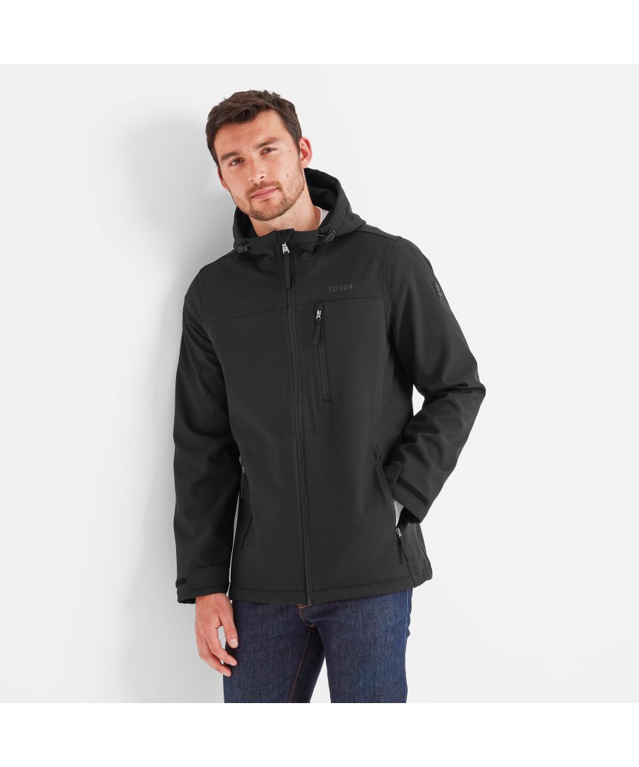 TOG24 Retner Mens Softshell Hooded Jacket Black - Size 2XL