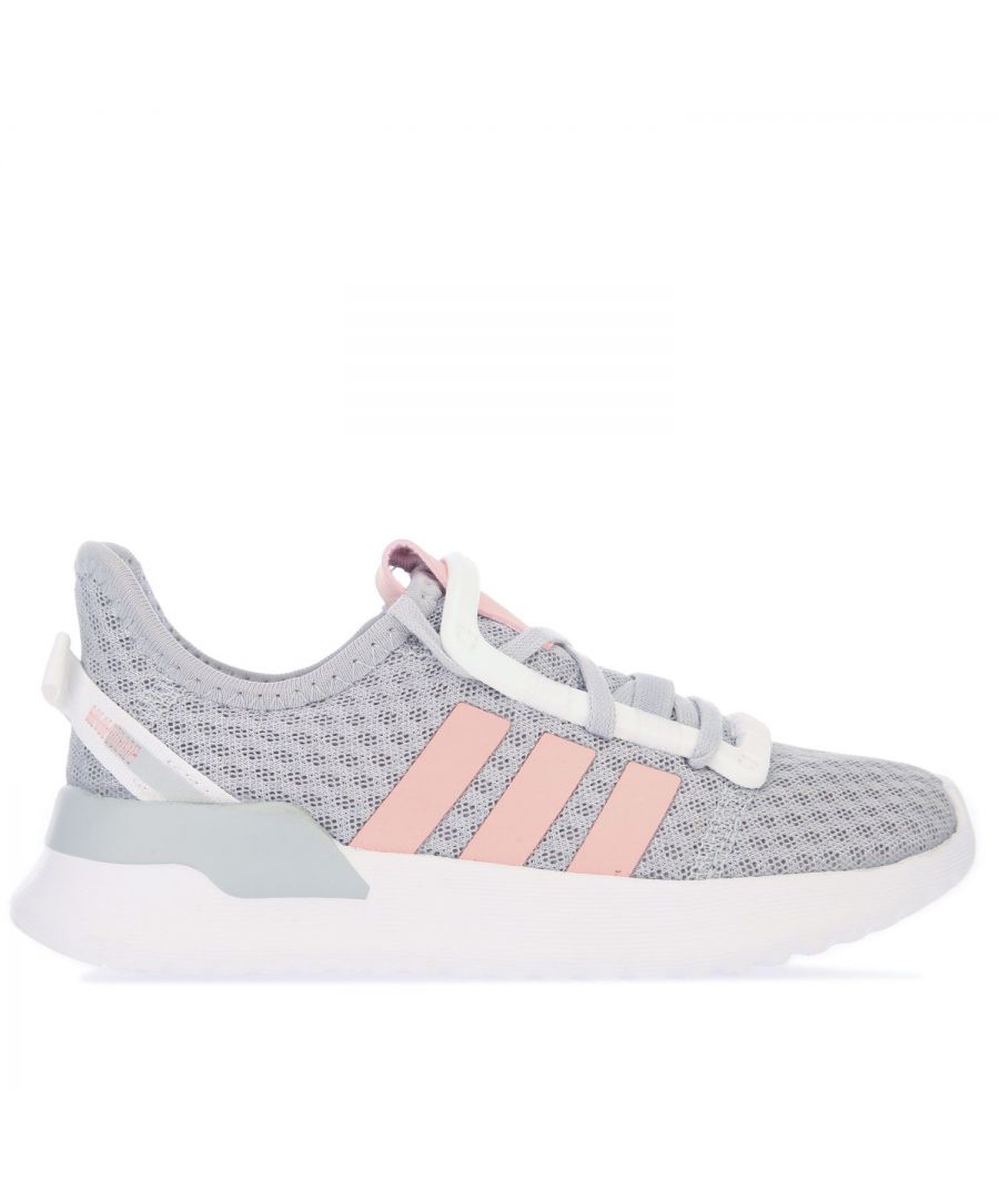 Childrens adidas Originals U_Path Run Trainers in grey pink.- Open knit upper.- Lace-up fastening.- Sock-like cuff.- Adifit length-measuring insole.- Signature adidas branding.- OrthoLite® sockliner. - woven outer.- Rubber outsole.- Synthetic and textile upper  Textile lining  Synthetic sole.- Ref.: EG9126C