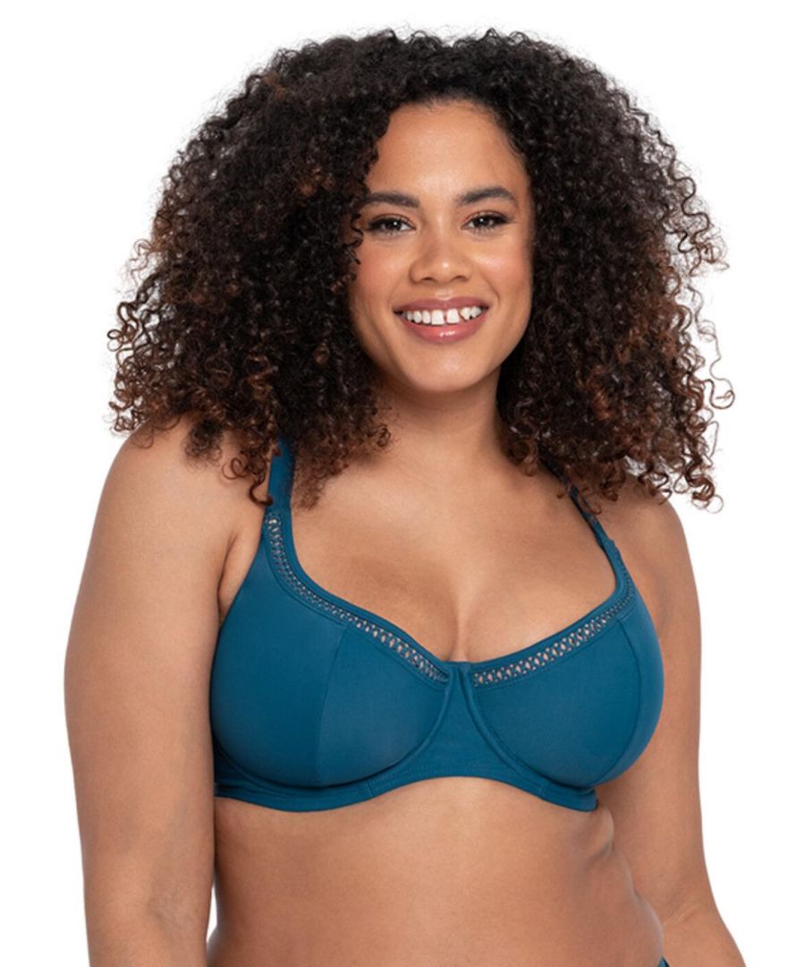 Curvy Kate Womens First Class Balcony Bikini Top - Blue Nylon - Size 34D