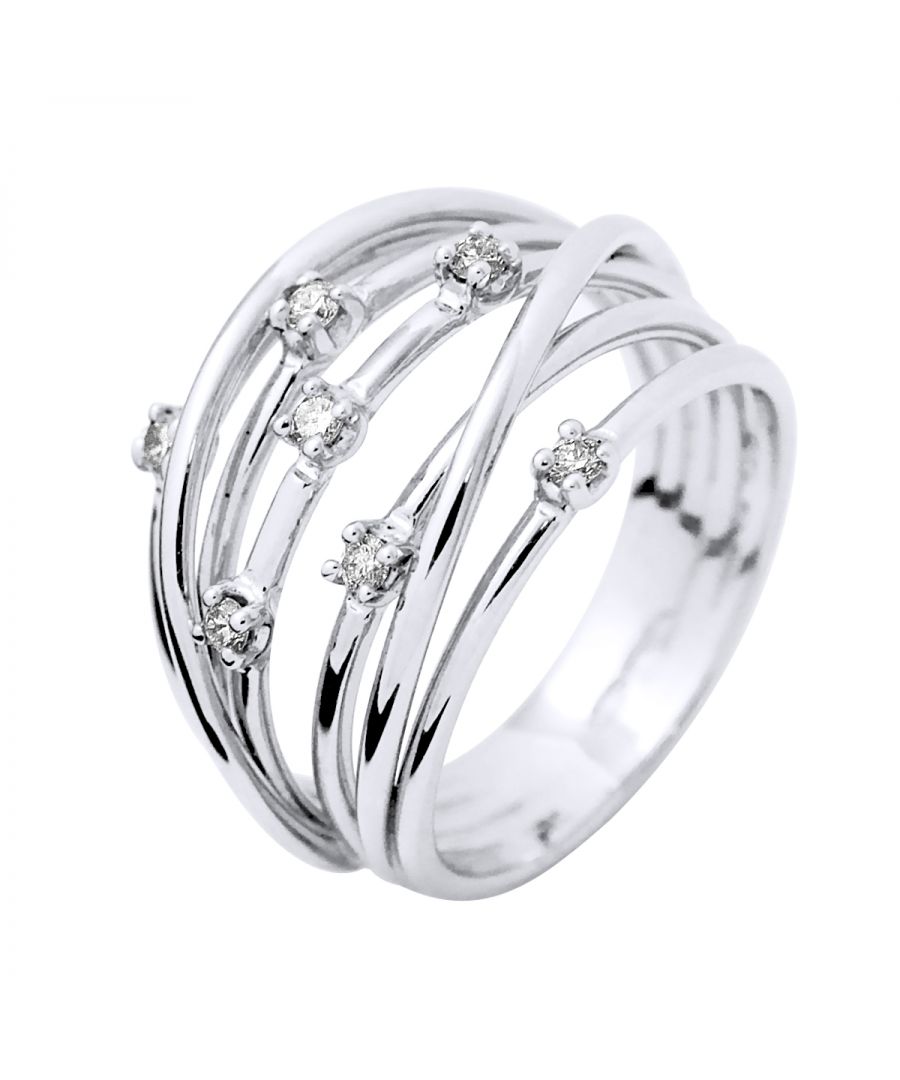 Ring Satellite - Diamonds 0,14 Cts (7x0,02) - White Gold - Size available from 48 to 62 , I to U - Our jewellery is made in France and will be delivered in a gift box accompanied by a Certificate of Authenticity and International Warranty