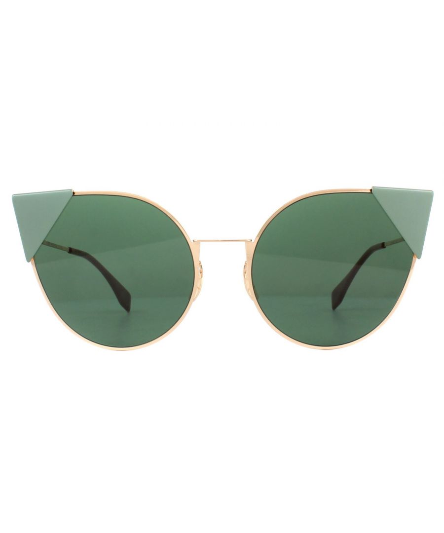Fendi Sunglasses 0190/S DDB O7 Gold Copper Green are a gorgeous cat eye frame with a real retro vibe that will excite and amuse at the same time. The corner cat eye pieces are give a truly unique style which has proven to be very popular.