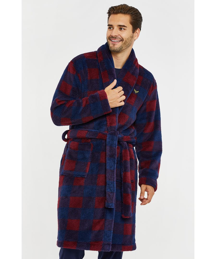 This shawl collar check design robe from Threadbare is made from soft fleece with a self-tie waist and two slip pockets for your night-time essentials.