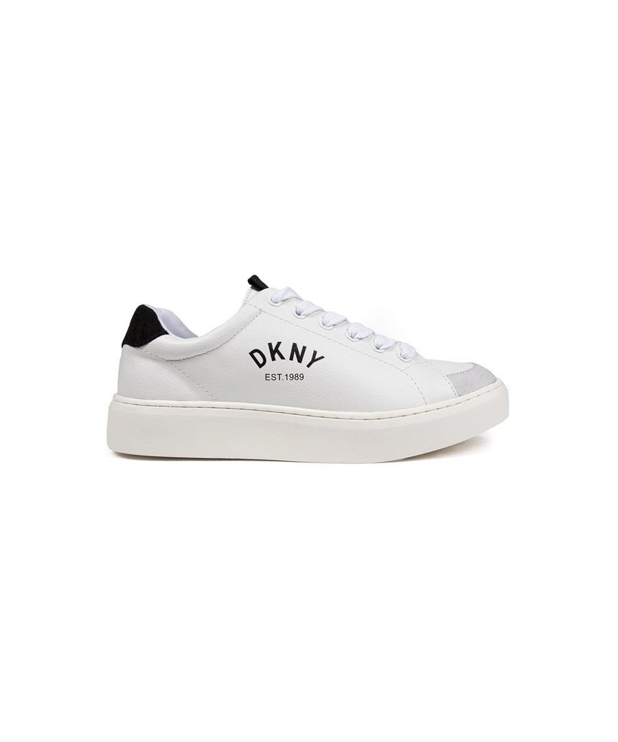 The Dkny Britan Is A Smart-casual Trainer For Your Bright Days And Going Out And About. The Timeless Pair Features A Soft White Leather Upper With A Mono Design And A Comfy, Cushioned Insole. The Court Shoe Shows Off A Minimalistic Approach And Black Designer Branding On The Side.