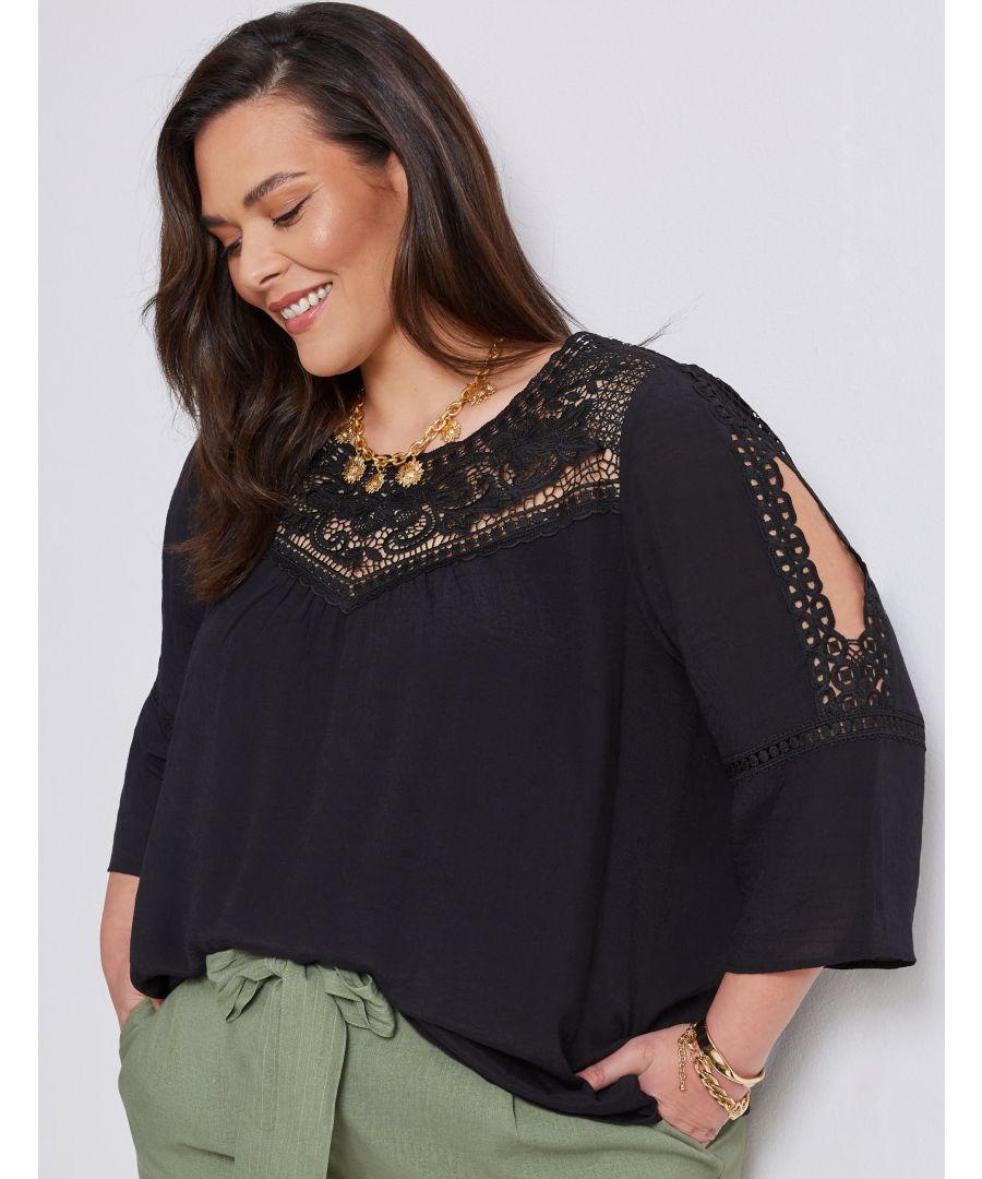 Autograph Woven Lace Yoke TopMaterial:  68% Viscose / 32% Polyester