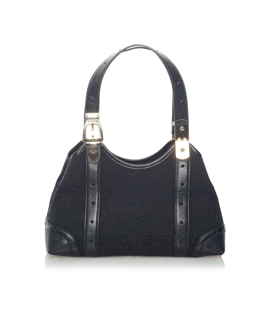 Vintage Gucci Horsebit Canvas Handbag Black