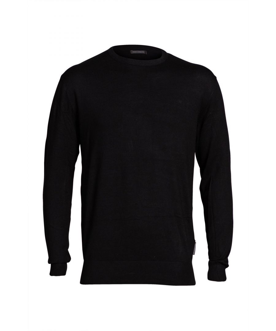 This crew neck jumper from French Connection is a staple style. Features French Connection branding tab and ribbed cuffs, hem and neck.