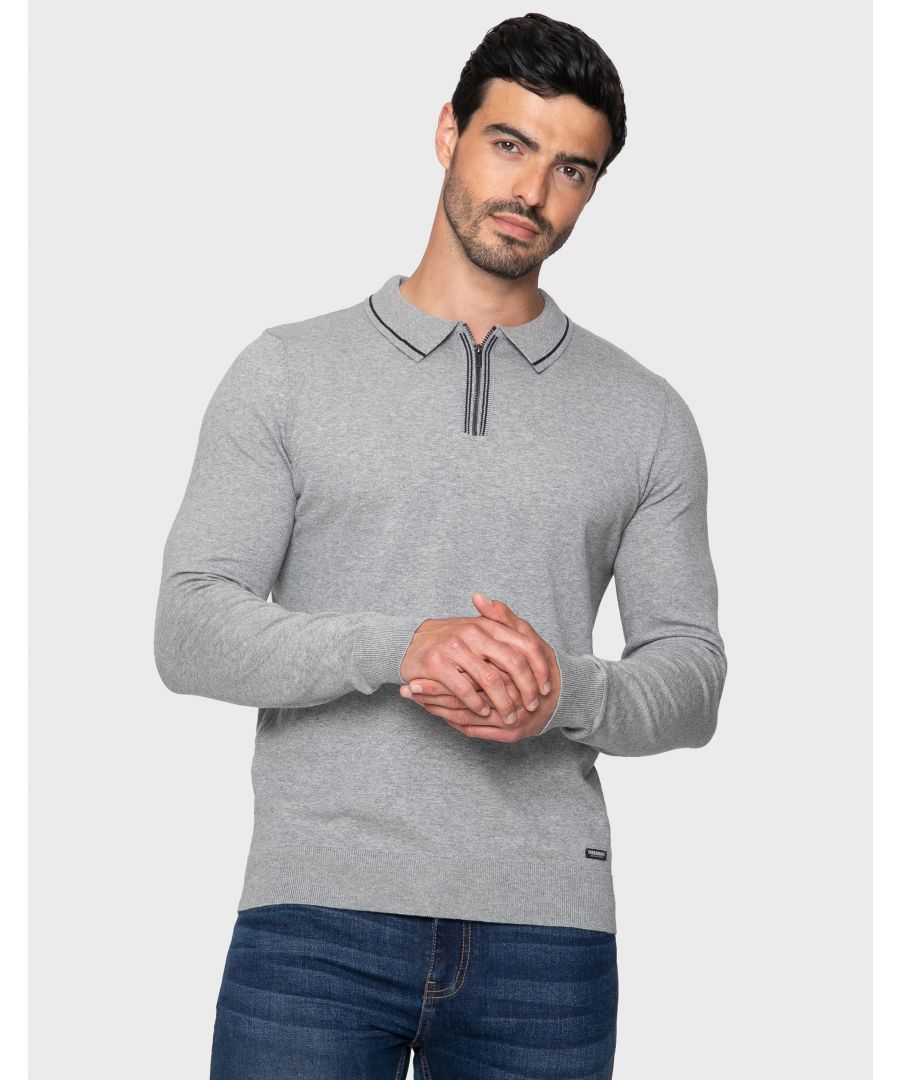 This cotton rich, fine knit jumper from Threadbare features a polo collar with zip fastening and tipping detail. Team with a pair of jeans or casual trousers to complete the smart casual look. Other colours available.