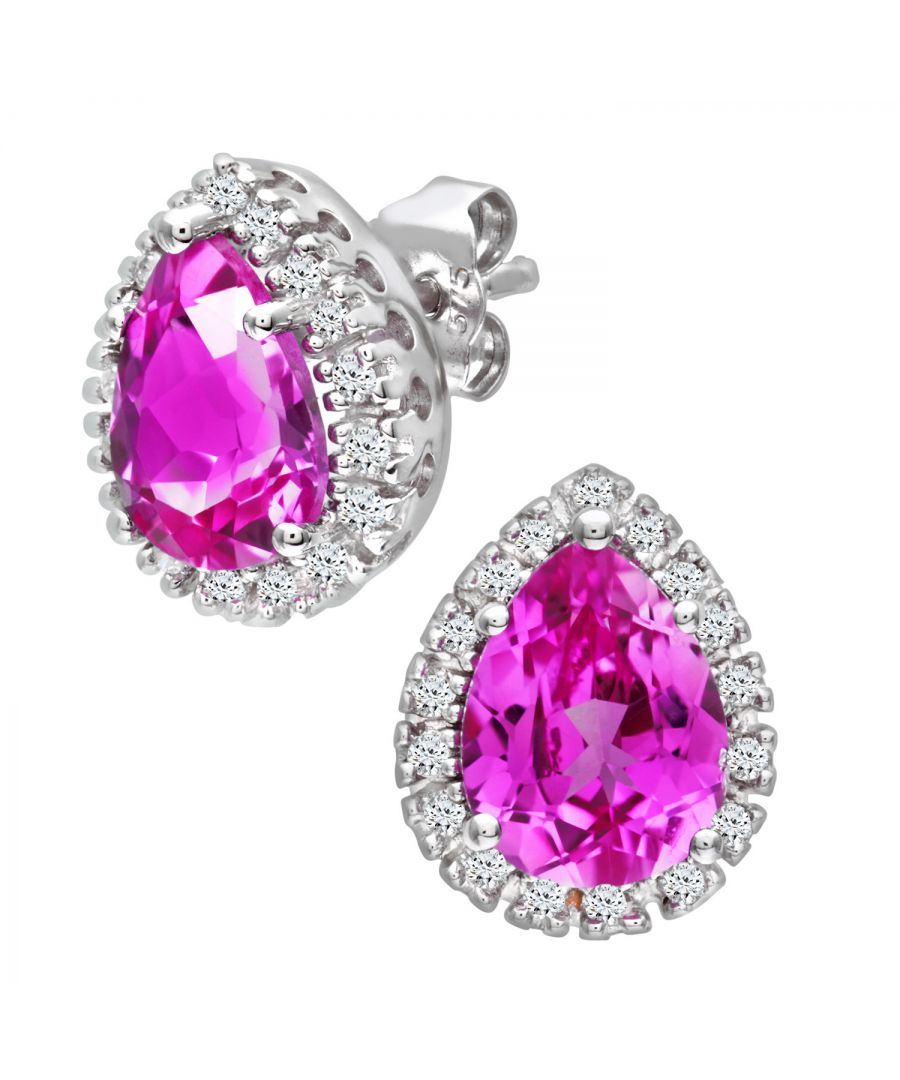 # 9K (375) White Gold: 2gr; # Diamond: 0.13ct; # Created Pink Sapphire: 3.1ct