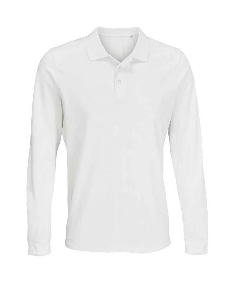 SOLS Mens Unisex Adult Prime Pique Long-Sleeved Polo Shirt (White) - Size Large