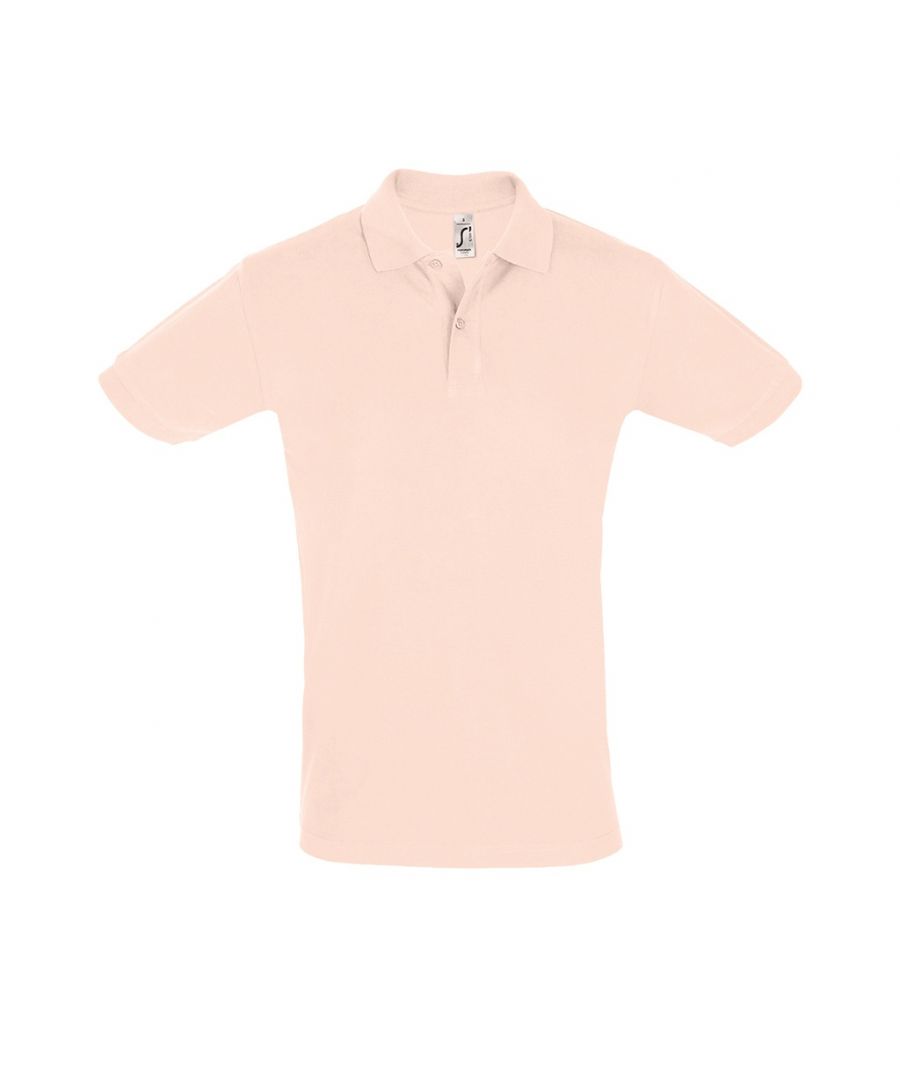 Image for SOLS Mens Perfect Pique Short Sleeve Polo Shirt (Creamy Pink)