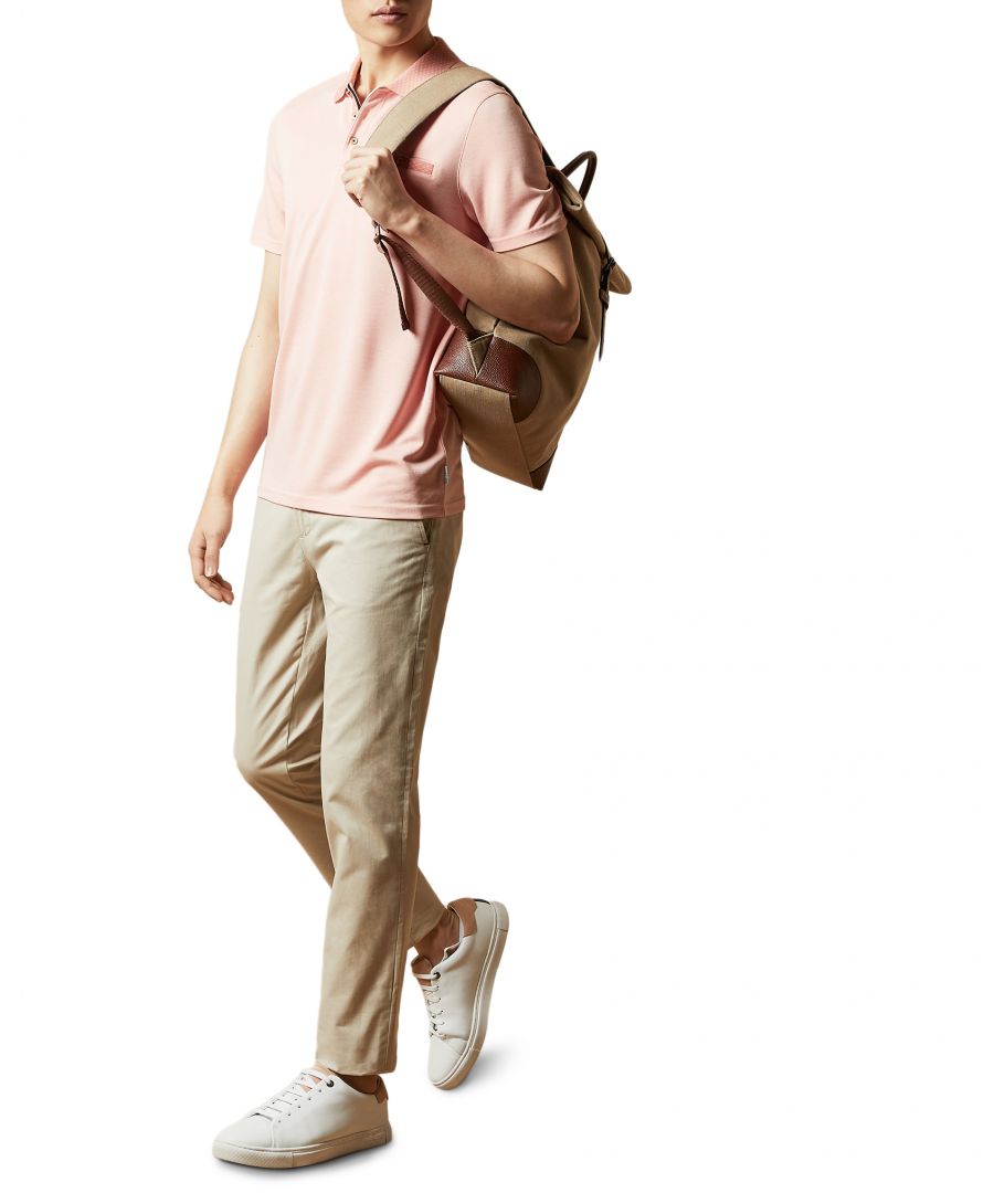 Image for Ted Baker Carosel Flat Knit Oxford Polo Top, Coral