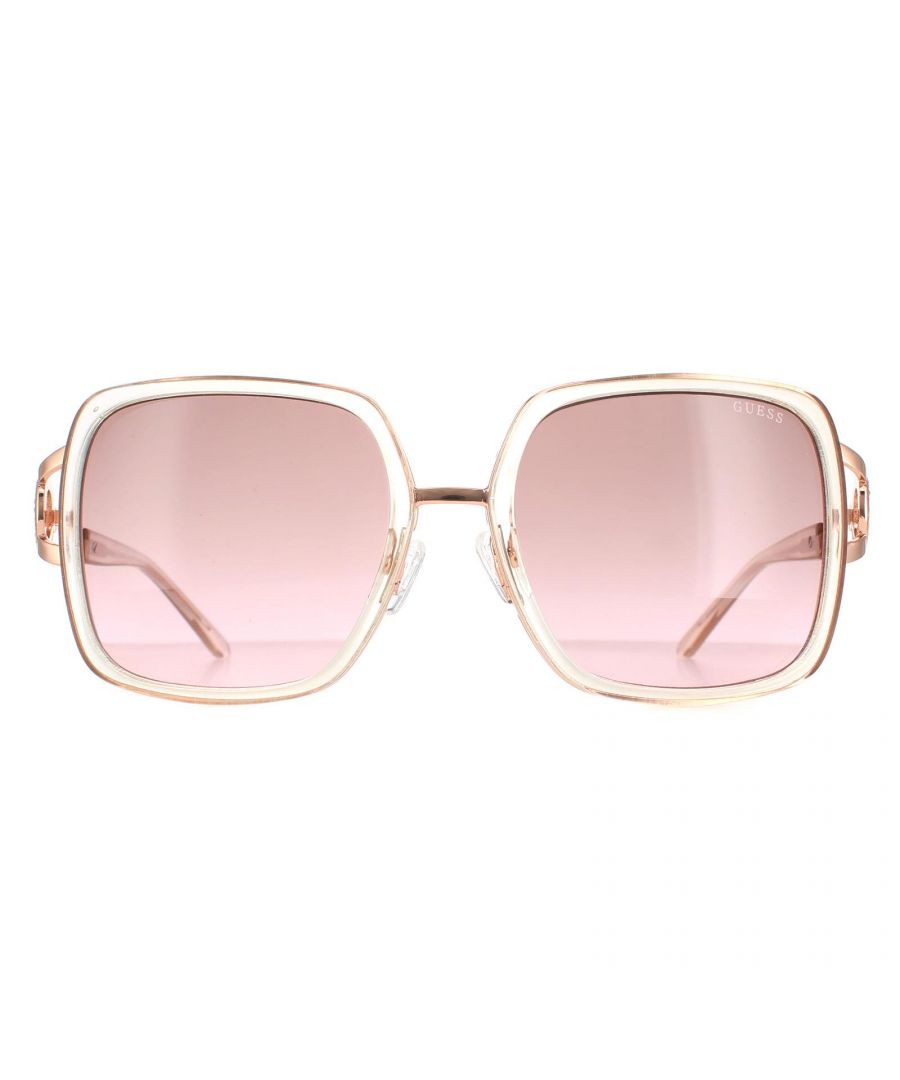 Guess Square Womens Shiny Beige Bordeaux Gradient GF6111  Guess are a elegant square shaped style crafted from lightweight acetate. The adjustable nose pads provide a personalised fit while the Gucci logo features on the temples for brand authenticity.