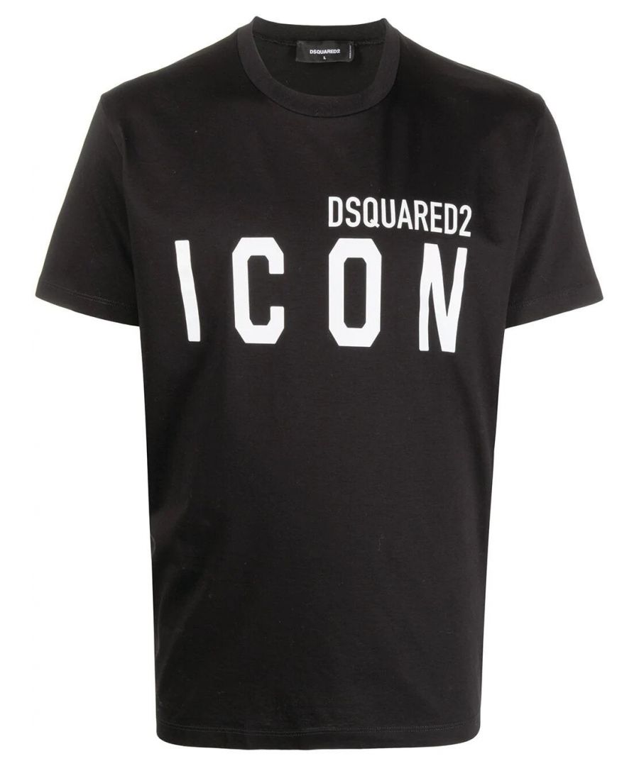 Every style icon needs the right outfit. This Icon printed T-shirt from Dsquared2 has been made from comfortable cotton. Make sure there's hanging space free in your wardrobe for this one.\n\n\n\nblack\ncotton\nslogan print to the front\nround neck\nshort sleeves\n\nProduct Code: S79GC0003S23009