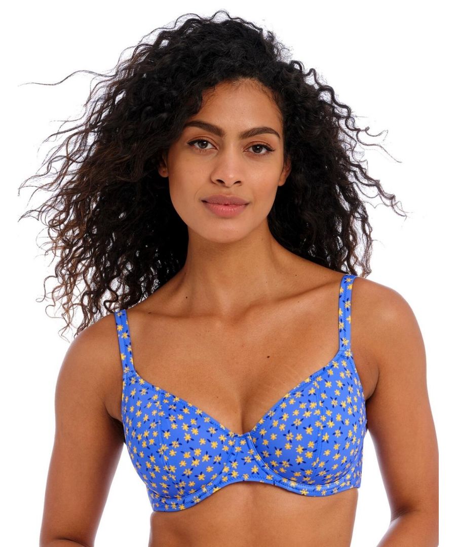 Freya Womens 204302 Garden Disco Plunge Bikini Top - Blue Elastane - Size 30DD