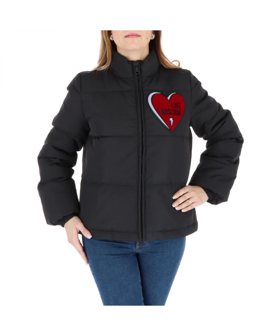 Brand: Love Moschino   Gender: Women   Type: Jackets   Color: Black   Pattern: Print   Sleeves: Long Sleeve   Fastening: with Zip   Pockets: Zip Pockets   Season: Fall/winter  -100% polyester •