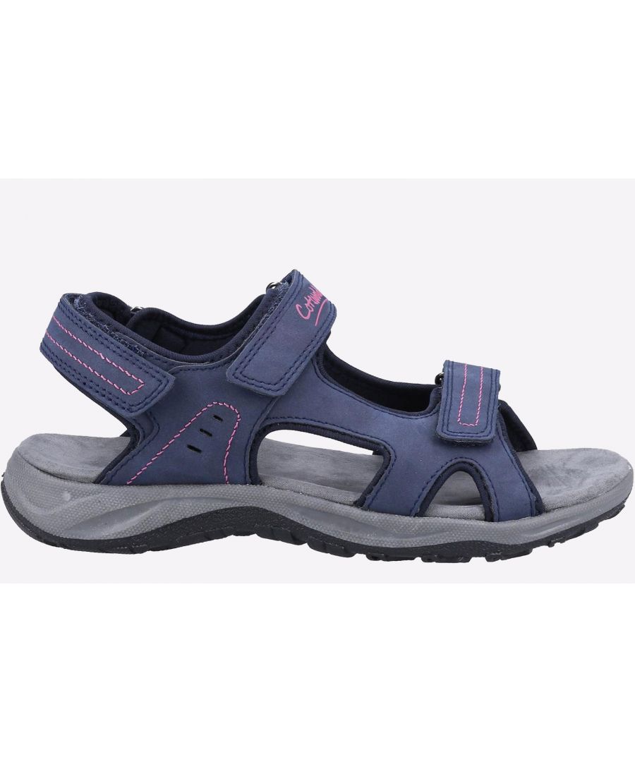 Women's summer walking leisure sandal from Cotswold.Freshford is crafted with lightweight recycled uppers, double touch fastening straps. Lightweight recycled EVA footbed and sole\n- Double Touch Fastening straps- Summer walking leisure sandal- Lightweight 85% recycled PU upper- Lightweight recycled EVA footbed and sole