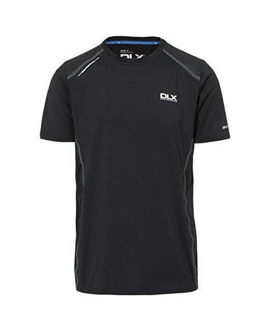 Short sleeves. Round neck. Contrast mesh panels. Welded tape detail. Reflective prints and logos. Wicking. Quick dry. Main: 88% Polyester/12% Elastane, Mesh: 100% Polyester. Trespass Mens Chest Sizing (approx): S - 35-37in/89-94cm, M - 38-40in/96.5-101.5cm, L - 41-43in/104-109cm, XL - 44-46in/111.5-117cm, XXL - 46-48in/117-122cm, 3XL - 48-50in/122-127cm.