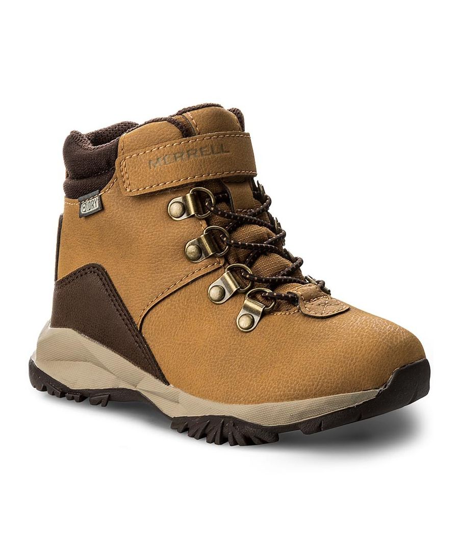 Merrell Alpine Waterproof Wheat Lace-Up Brown Smooth Leather Kids Boots MC57095