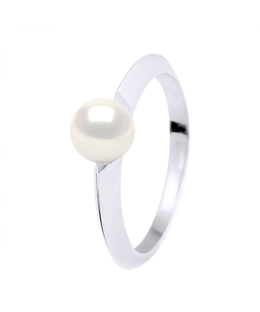 Ring Diamanté White Gold 375 true Cultured Freshwater Pearls 6-7 mm - 0,24 in - Natural White Color Size avalaible from 48 to 62 , J to U - Our jewellery is made in France and will be delivered in a gift box accompanied by a Certificate of Authenticity and International Warranty