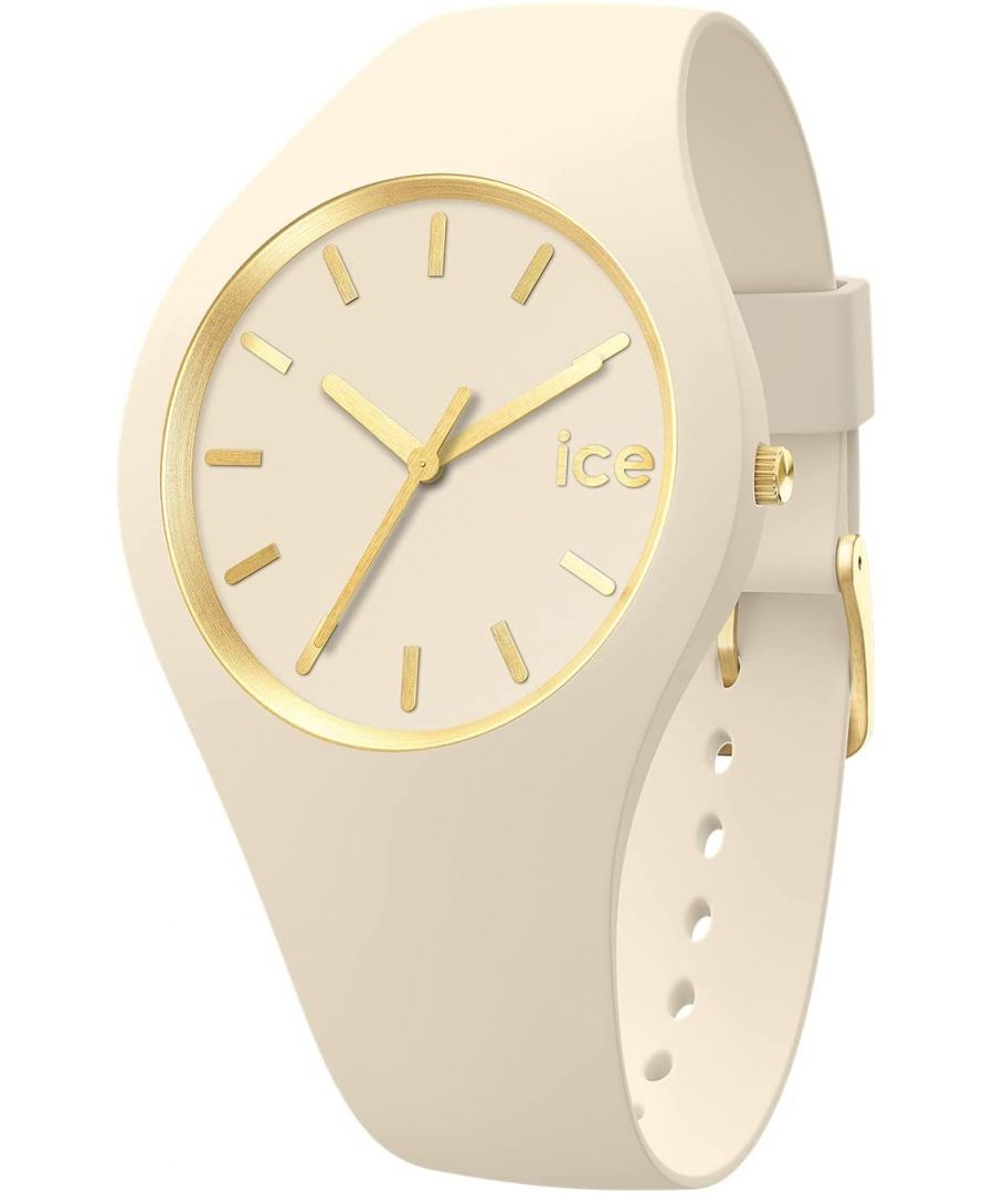 This Ice Watch Ice Glam Brushed - Almond Skin Analogue Watch for Women is the perfect timepiece to wear or to gift. It's Beige 34 mm Round case combined with the comfortable Beige Silicone watch band will ensure you enjoy this stunning timepiece without any compromise. Operated by a high quality Quartz movement and water resistant to 10 bars, your watch will keep ticking. This fashionable and classic watch matches any outfit at any occasion,it adds style to your life High quality 19 cm length and 14 mm width Beige Silicone strap with a Buckle Case diameter: 34 mm,case thickness: 9 mm, case colour: Beige and dial colour: Beige
