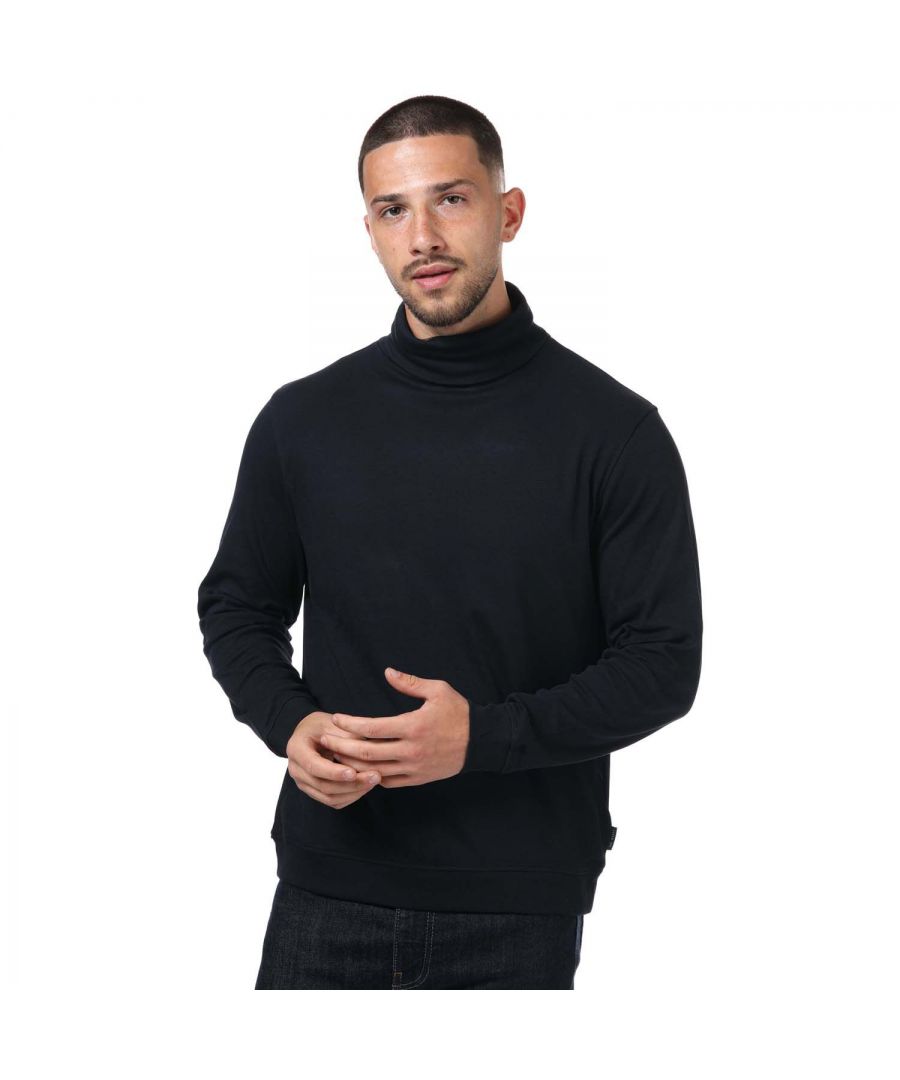 Mens Ted Baker Humour Jersey RolLneck in navy.- Roll neck.- Long sleeved.- Roll up.- Ted Baker branded.- 100% Cotton.- Ref: 247105NAVY