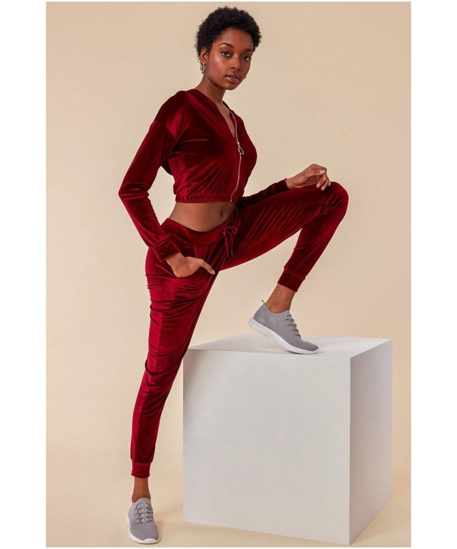 Image for Cosmochic Cuffed Ankle Velour Tracksuit - Red
