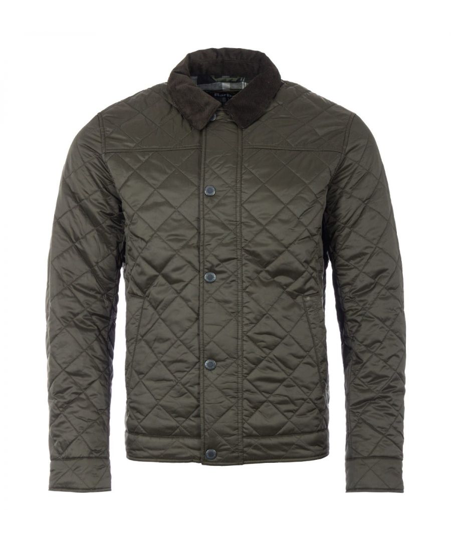 Set to be a winter wardrobe favourite, this classic quilted jacket from Barbour boasts timeless style with premium warmth. Crafted from a durable nylon with a box quilt design and seasonal tartan lining. Featuring a cord collar, concealed zip closure with a snap button flap, twin front welt pockets and snap button cuffs. Finished with signature subtle Barbour branding. Tailored Fit. Box Quilted Nylon. Seasonal Tartan Lining. Corduroy Collar Concealed Zip Closure with Snap Button Flap. Twin Front Welt Pockets. Snap Button Cuffs. Barbour Branding. Style & Fit: Tailored Fit. Fits True to Size. Composition & Care: 100% Polyamide. Machine Wash.