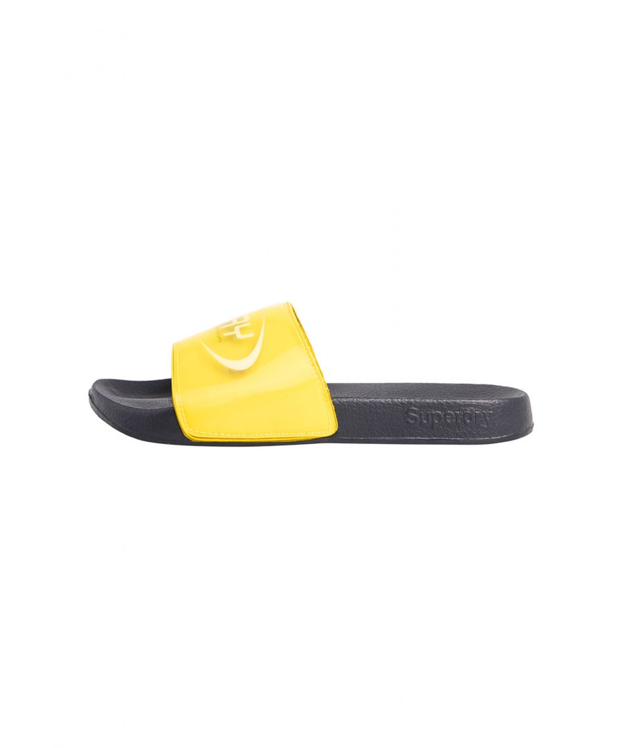 Superdry Womens Hologram Pool Sliders - Yellow - Size Large