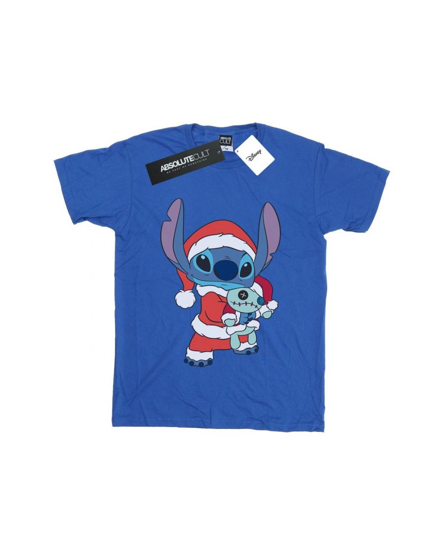 Disney Womens/Ladies Lilo And Stitch Christmas Cotton Boyfriend T-Shirt (Royal Blue) - Size 2XL