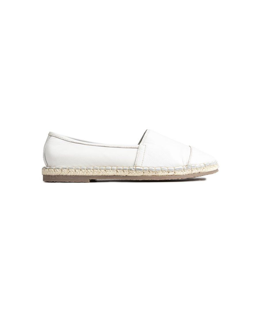 Womens white Ravel espadrille shoes, manufactured with leather and a rubber sole. Featuring: leather upper and rope outsole detail.