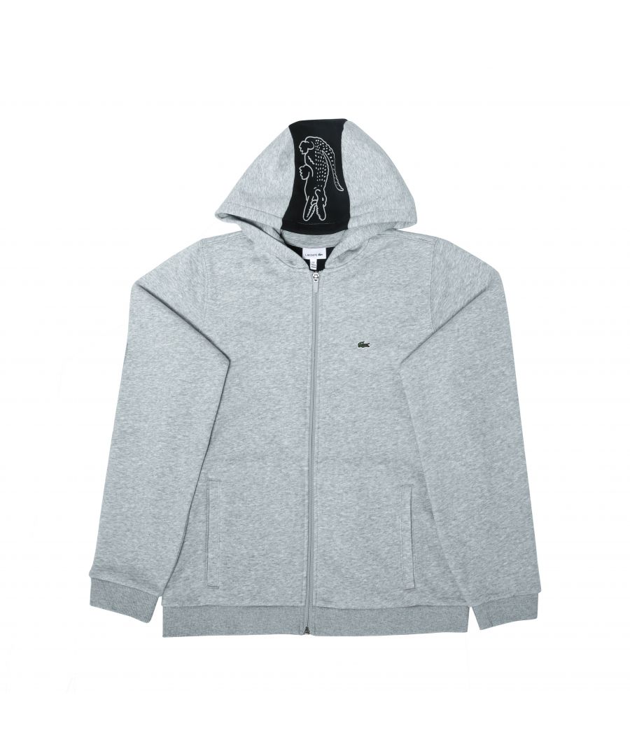 Boy's Lacoste Colourblock Fleece Sweatshirt in Grey Heather