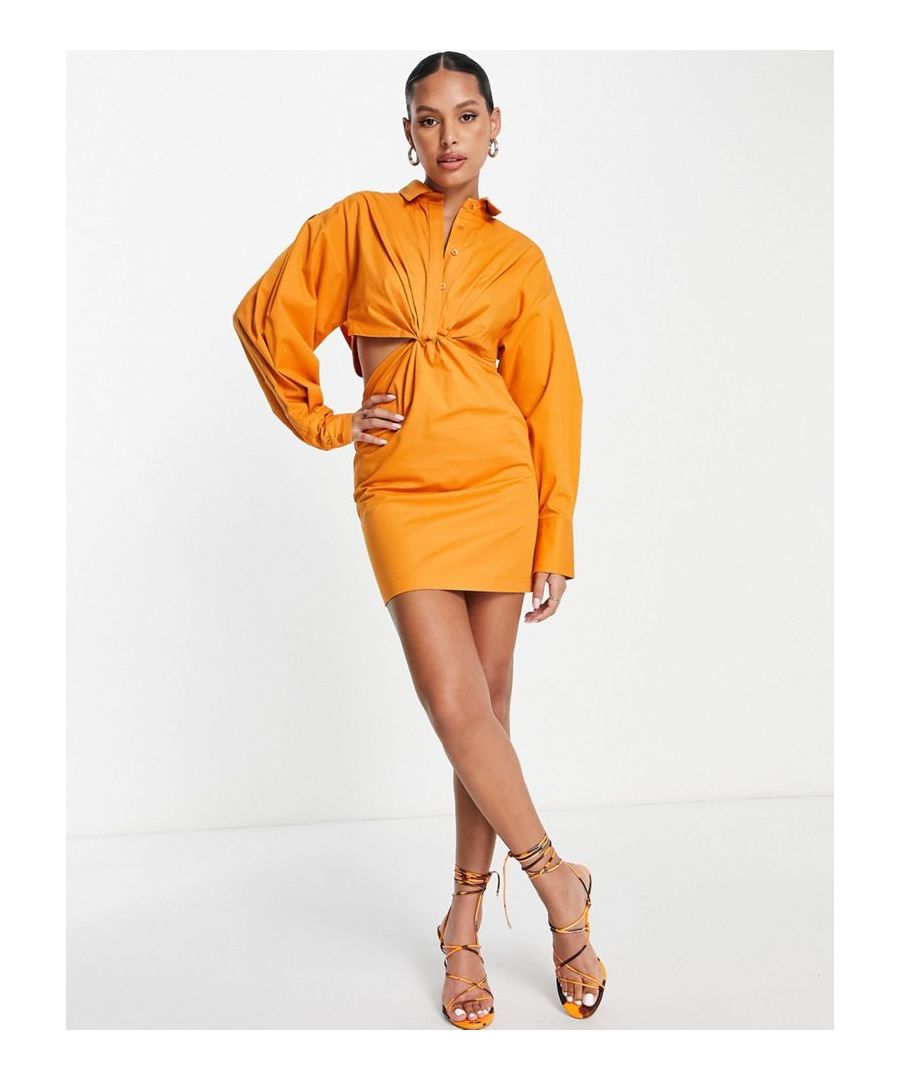 Dresses by ASOS EDITION A round of applause for the dress Spread collar Button placket Twist and cut-out detail Zip-back fastening Slim fit Sold by Asos