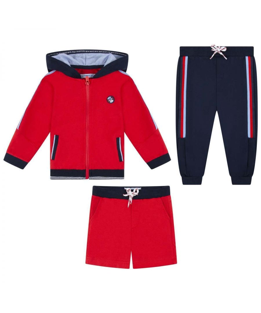 Mayoral Baby Boys Red& Navy Tracksuit Set (3 Piece) - Size 9M