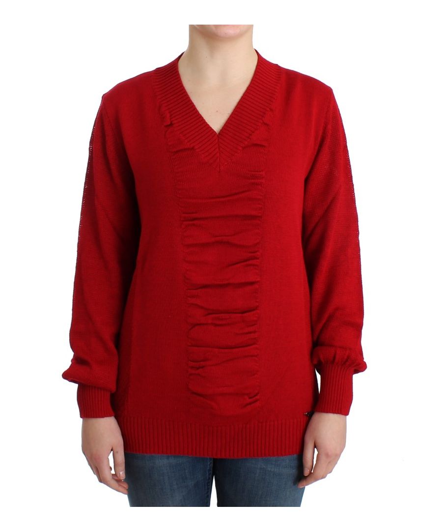 Image for Costume National Red V-neck wool sweater