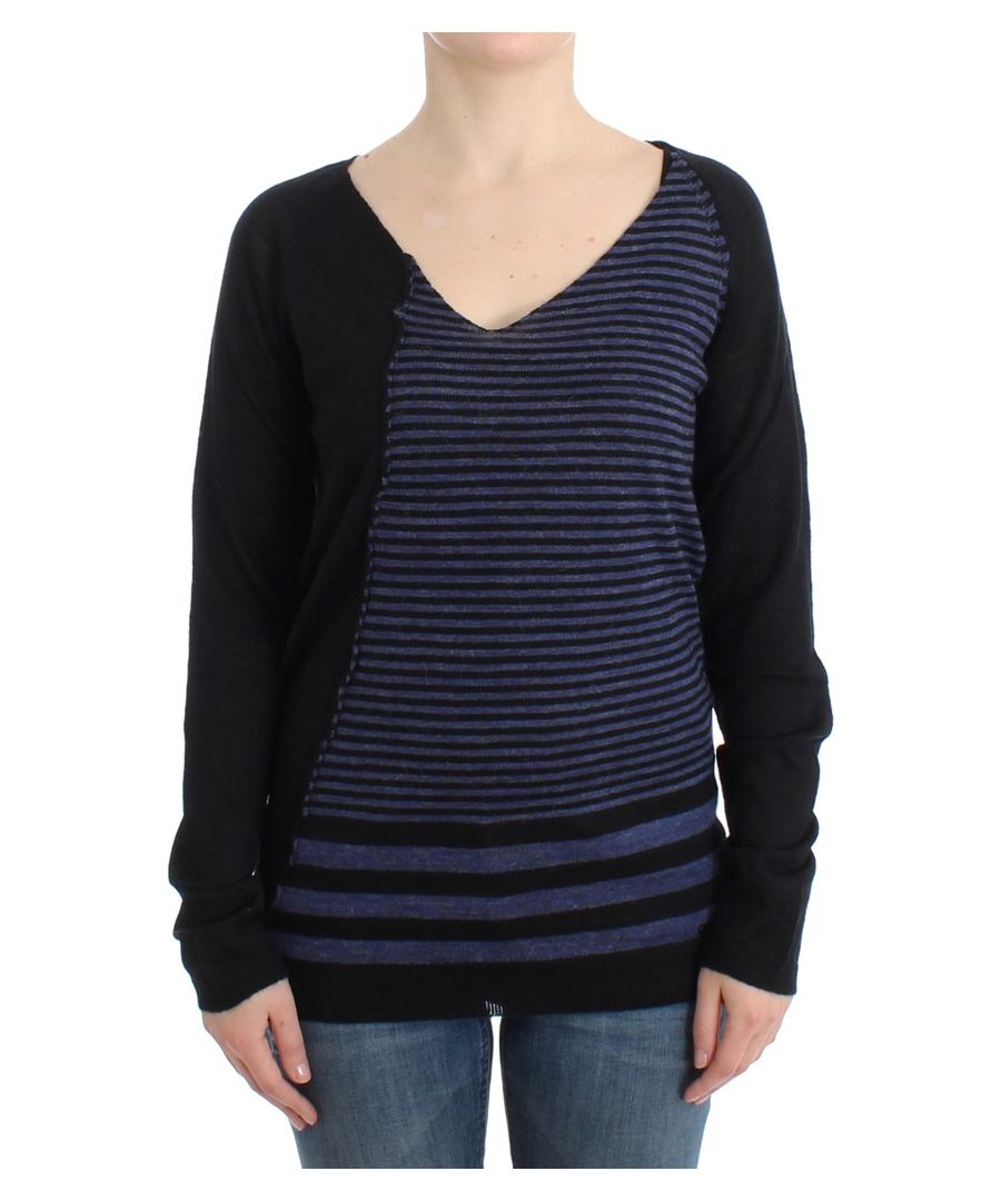 Image for Costume National Black striped V-neck sweater