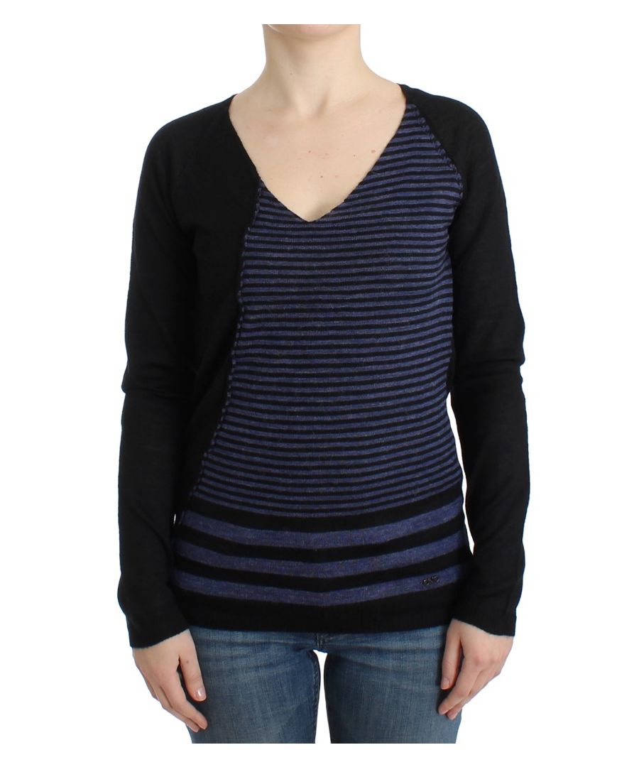 Image for Costume National Black striped V-neck sweater