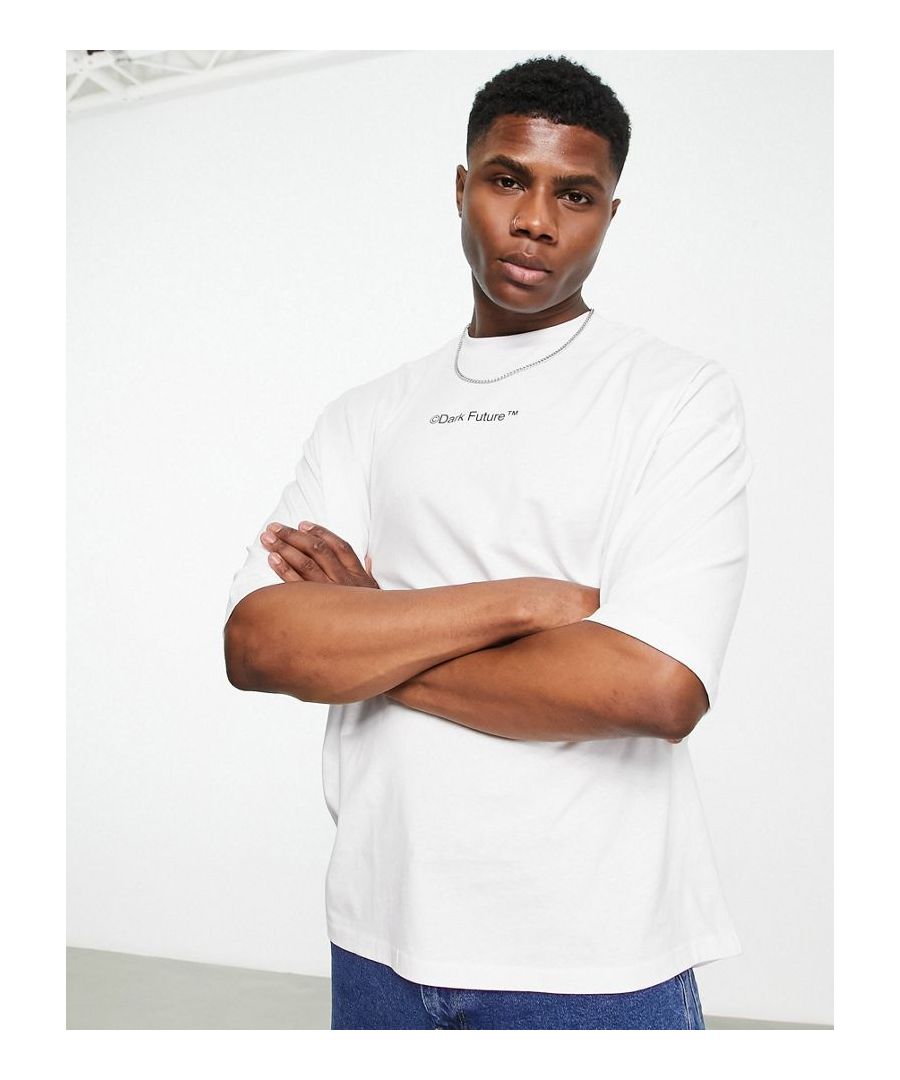T-shirt by ASOS DESIGN Act casual Crew neck Drop shoulders Branded graphic print Oversized fit Sold by Asos