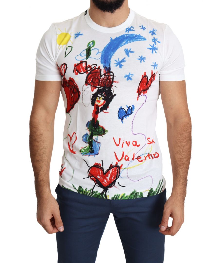 Dolce & Gabbana Wit Kinder-Tekening Print Katoen Heren-T-shirt
