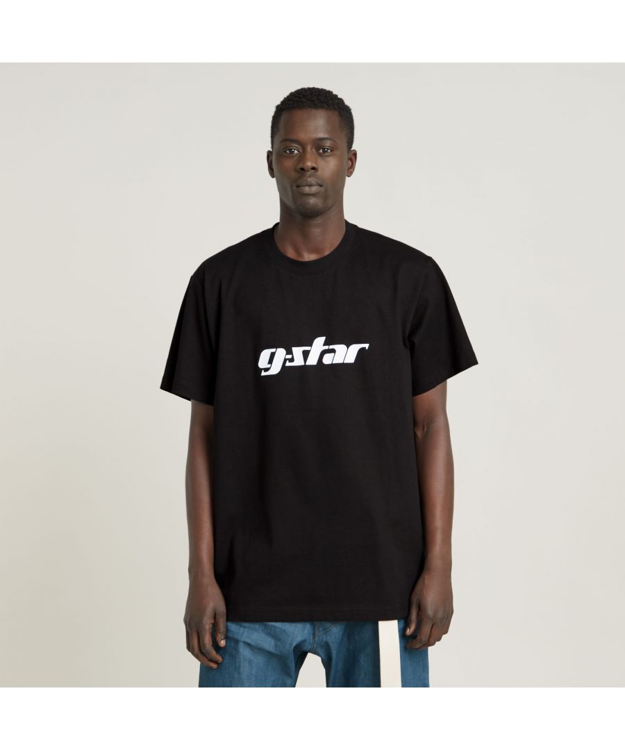 G Star Raw Mens G-Star RAW Unisex Cursive Script Loose T-Shirt - Black Cotton - Size Medium