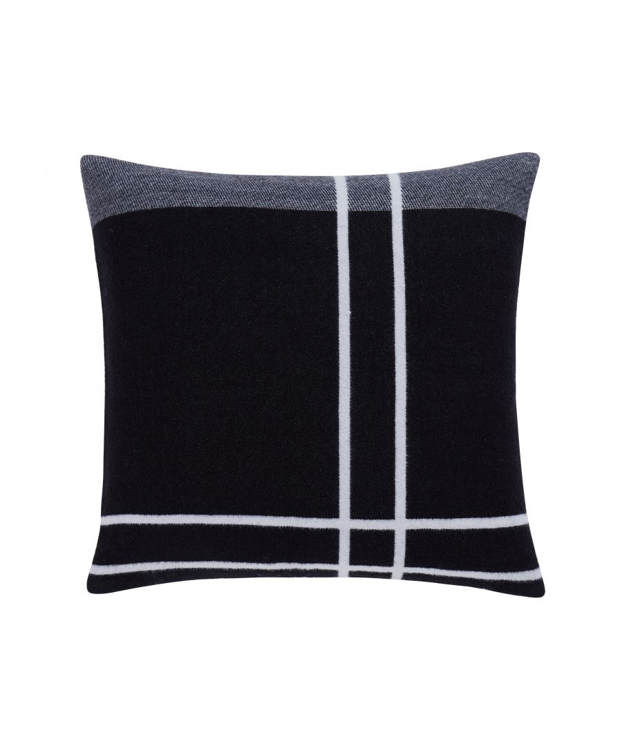 This Calvin Klein Offset Plaid Logo Cushion features a woven Jacquard Plaid with Calvin Klein logo and has a 100% Acrylic knit ground. It reverses to a checkered pattern and can be paired with matching Calvin Klein Offset Plaid Throw.