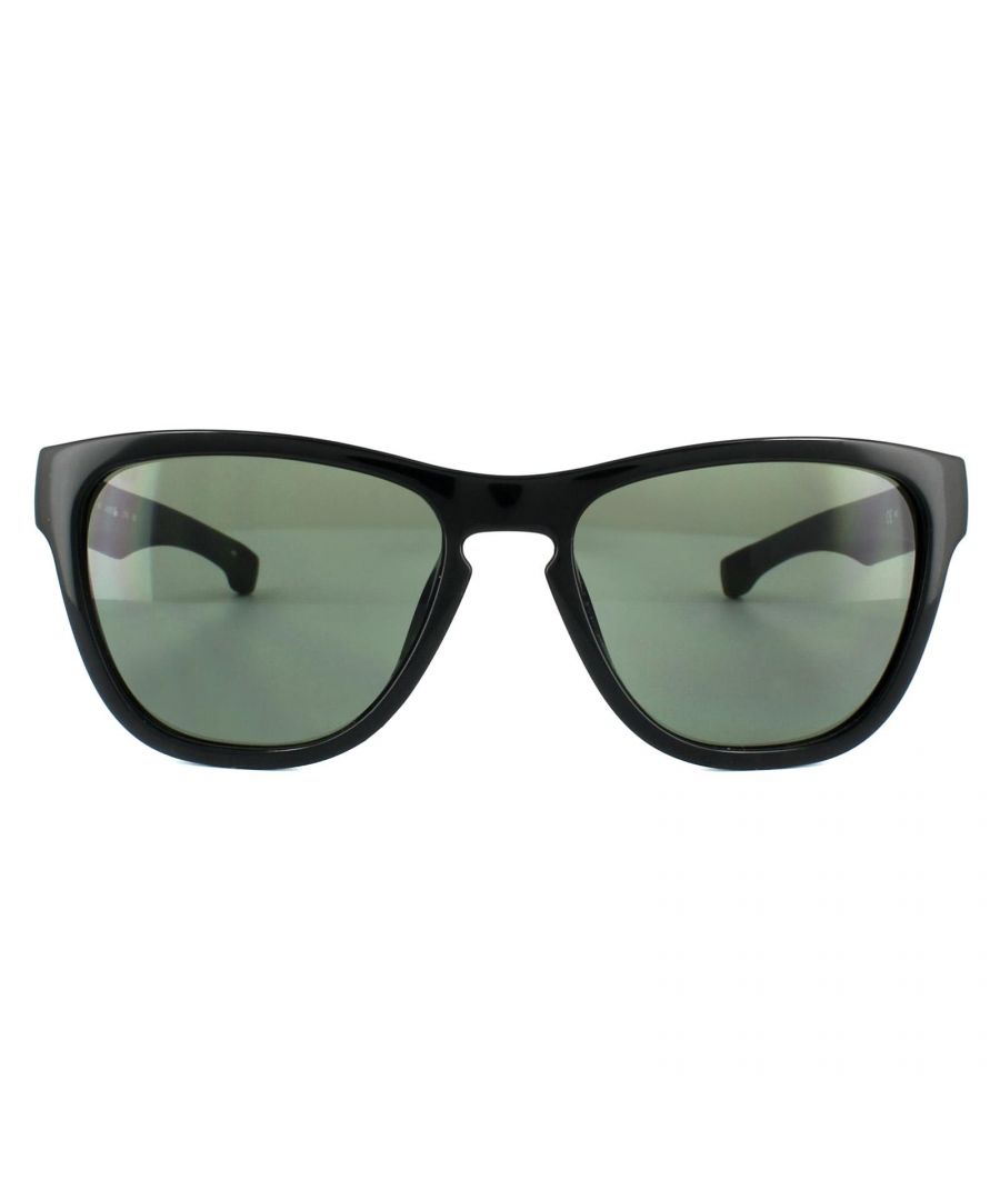 lacoste rectangle unisex black green sunglasses - one size