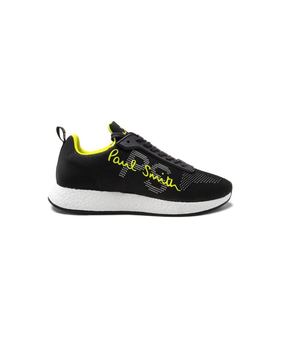 Go Bold This Season With The Men's Zeus Knit Trainers From Designer Paul Smith. This Sleek Black Sports Shoe Is Crafted From A Nylon Knit Upper And Features Iconic Neon Paul Smith Branding Sat On A Striking Cushioned Footbed.