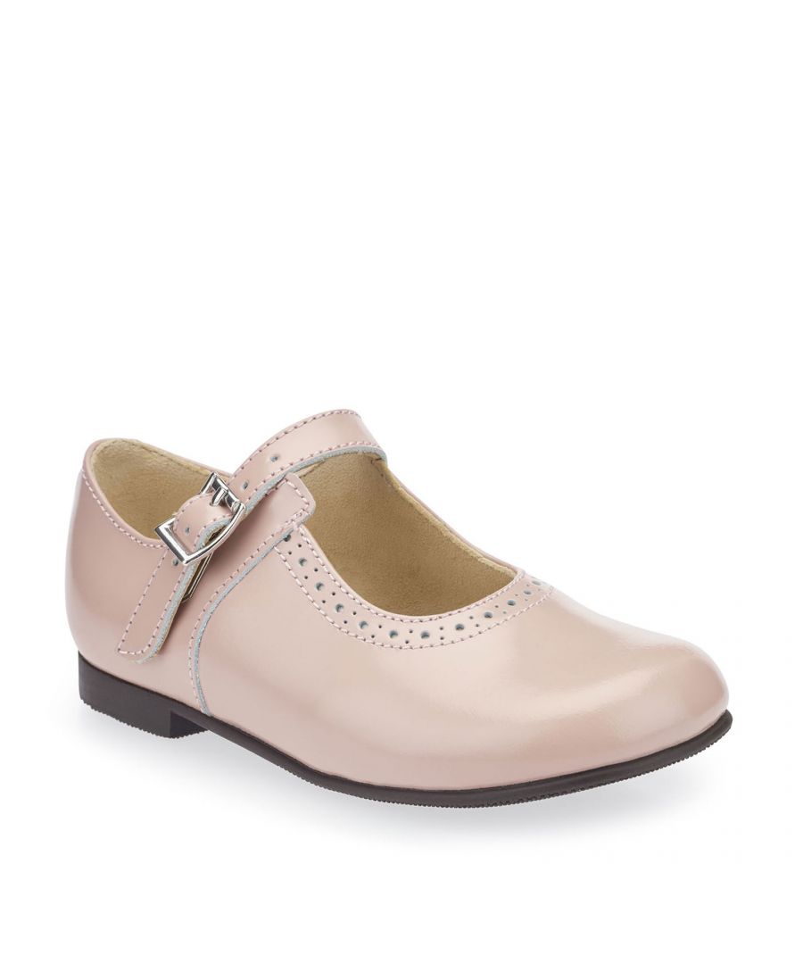 One, two, buckle my shoe – an English classic that never dates. Structured and formal in look and feel with delicate decorative perforated detail. Made from premium pink leather and fully leather lined. Featuring a single bar closure with a buckle fastener for adjustability and a comfortable fit.