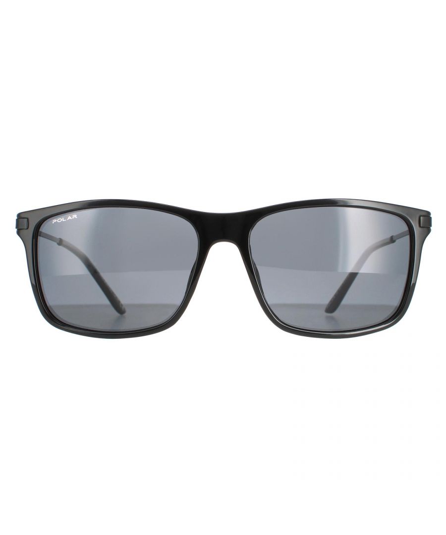 Polar Rectangle Mens Black Grey Polarized 4000  Polar are a contemporary rectangle style crafted from metal. One piece nose pads and plastic temple tips ensure an all round comfortable fit. The Polar logo features on the temples for brand recognition.